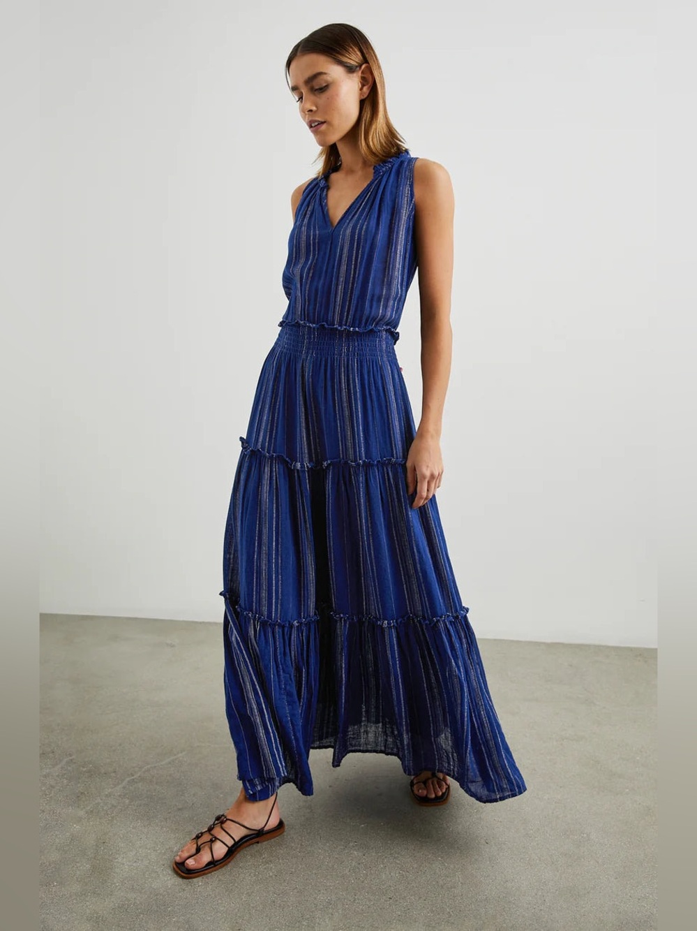 Rails Loulou Linen Blend Maxi Dress in Blue Magalia Stripe
